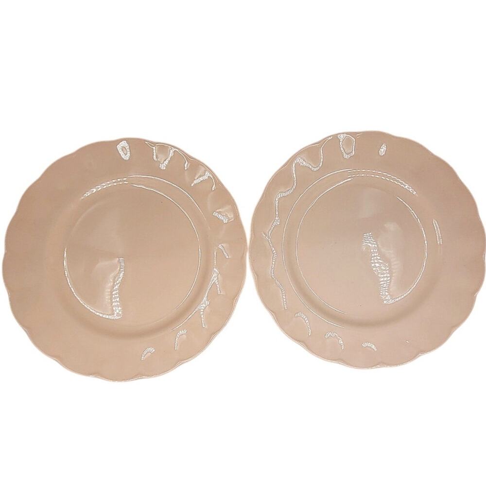 Grindley Peach Pink Vintage‎ Dinner Plates Set Wavy Rim Elegant Tableware 2-5